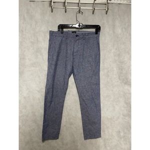J Crew Pant Men 32X31 Blue 770 Straight Linen Blend Casual Dress Academia Hybrid